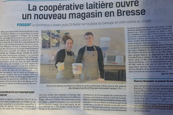 Article de La Voix de l'Ain sur la nouvelle Fromagerie de Foissiat